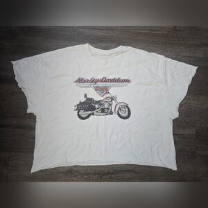 Harley Davidson Cafe Short Sleeve Cutoff Tee White Moto Grunge Streetwear